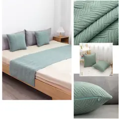 GENERICO - Piecera Decorativa + 2 Fundas Diseño Nordico Color Menta