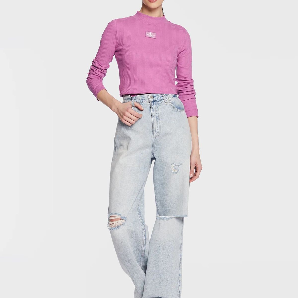 CALVIN KLEIN - Camiseta manga larga con cuello alzado Violeta Calvin Klein