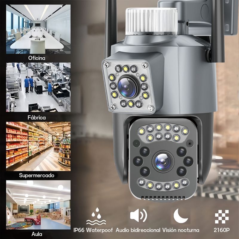 AIZO - AIZO Cámara WiFi 360° 5MP Exterior Nocturna a Color 32g Gris