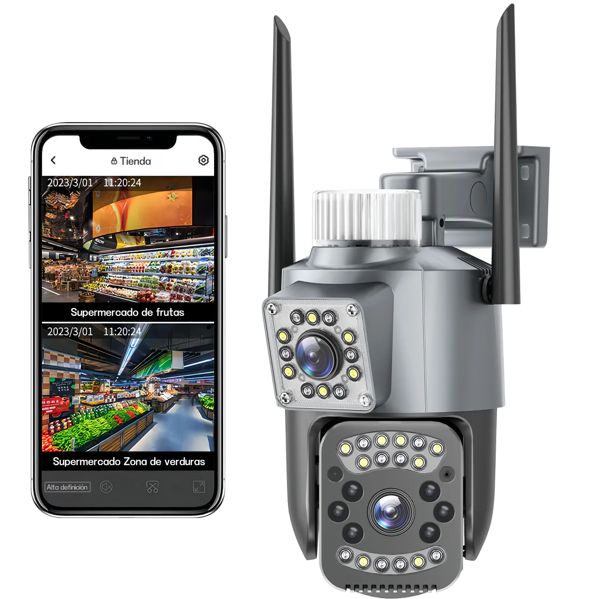 AIZO - AIZO Cámara WiFi 360° 5MP Exterior Nocturna a Color 32g Gris