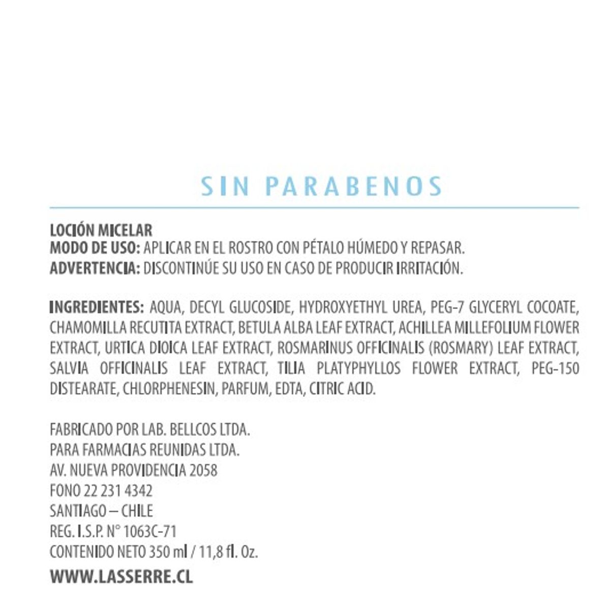 LASSERRE COSMETIQUE - Loción Micelar 350 ml Lasserre Cosmétique