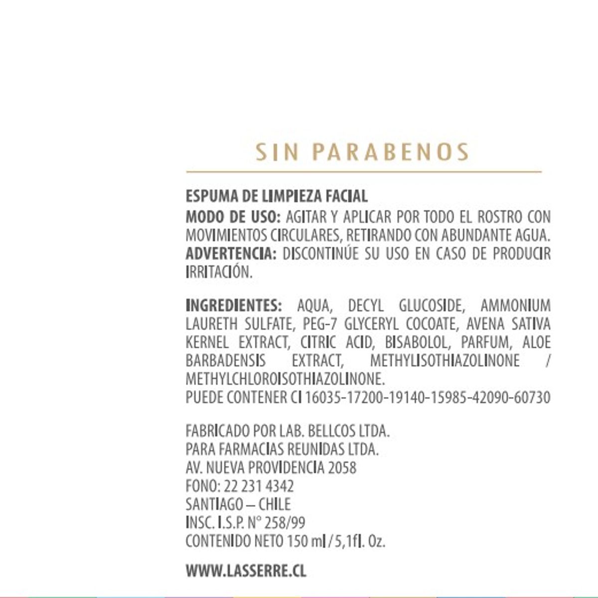 LASSERRE COSMETIQUE - Espuma de Limpieza Facial 150 ml Lasserre Cosmétique