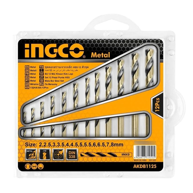INGCO - Set Juego De Broca Para Metal 12 Piezas Ingco Akdb1125