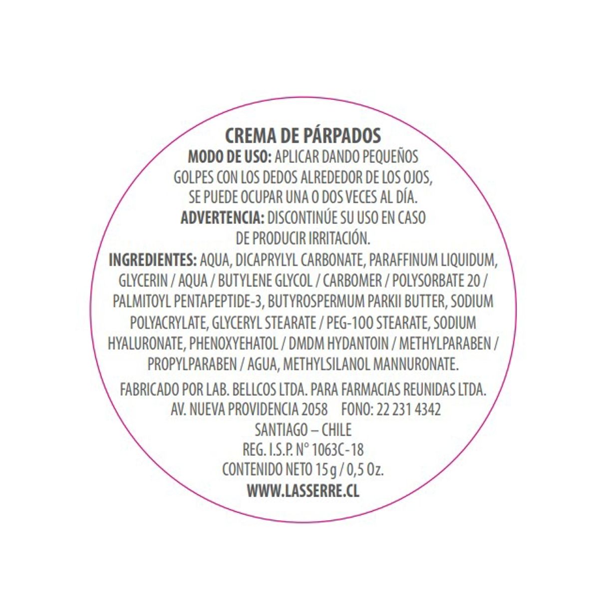 LASSERRE COSMETIQUE - Crema de Párpados 15 g Lasserre Cosmétique.-