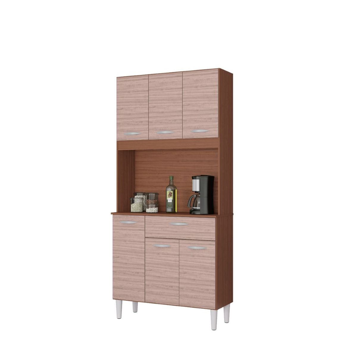TAHUARI - Mueble de cocina Cassia 6 puertas capuchino/almendra