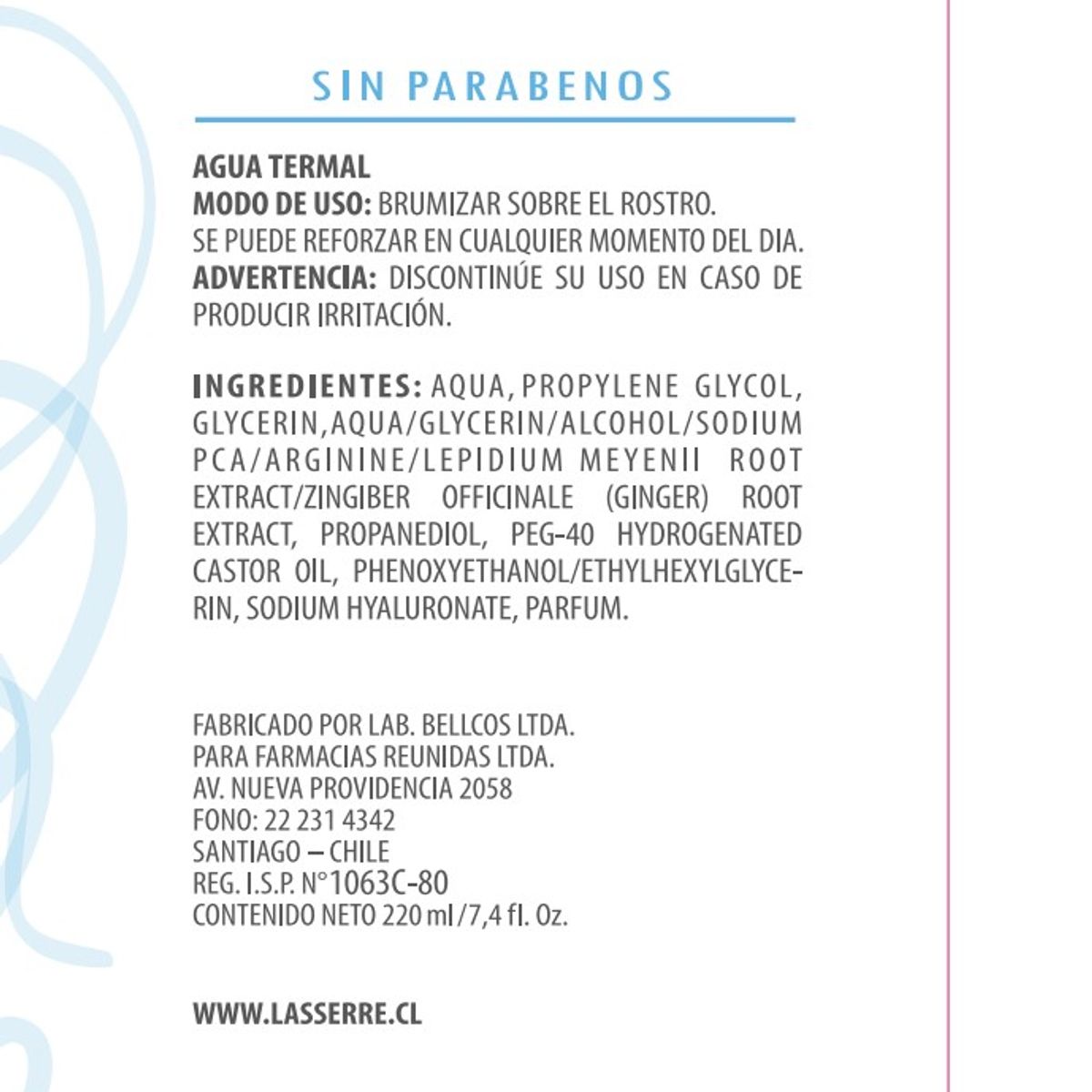 LASSERRE COSMETIQUE - Agua Termal 220 ml Lasserre Cosmétique