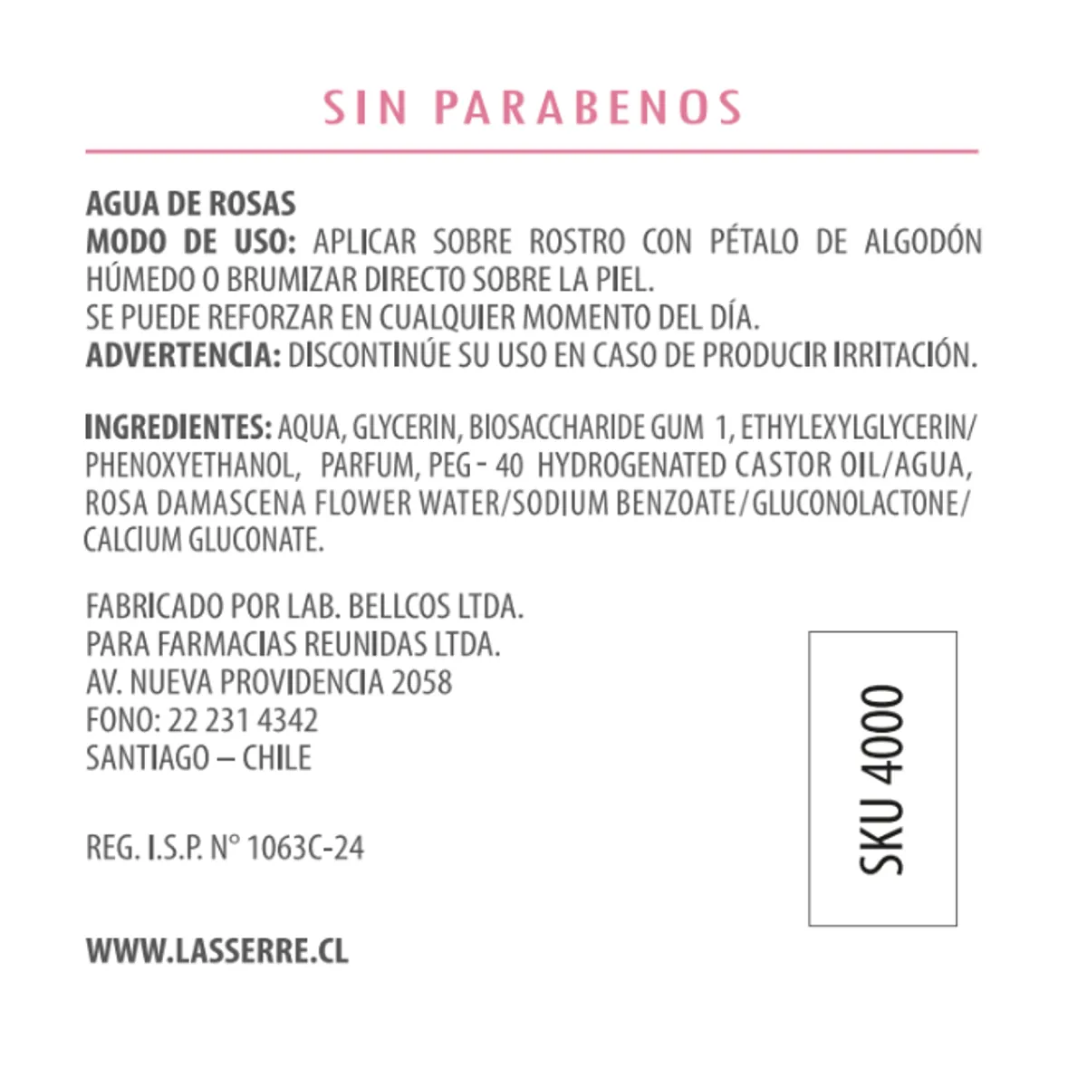 LASSERRE COSMETIQUE - Agua de Rosas 220 ml Lasserre Cosmétique