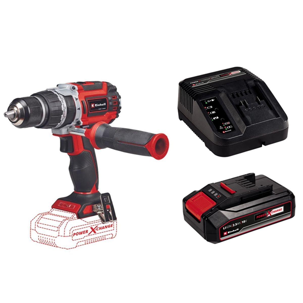 EINHELL - TALADRO ATORNILLADOR PERCUTOR 13MM 18V BATERIA + CARGADOR  EINHELL