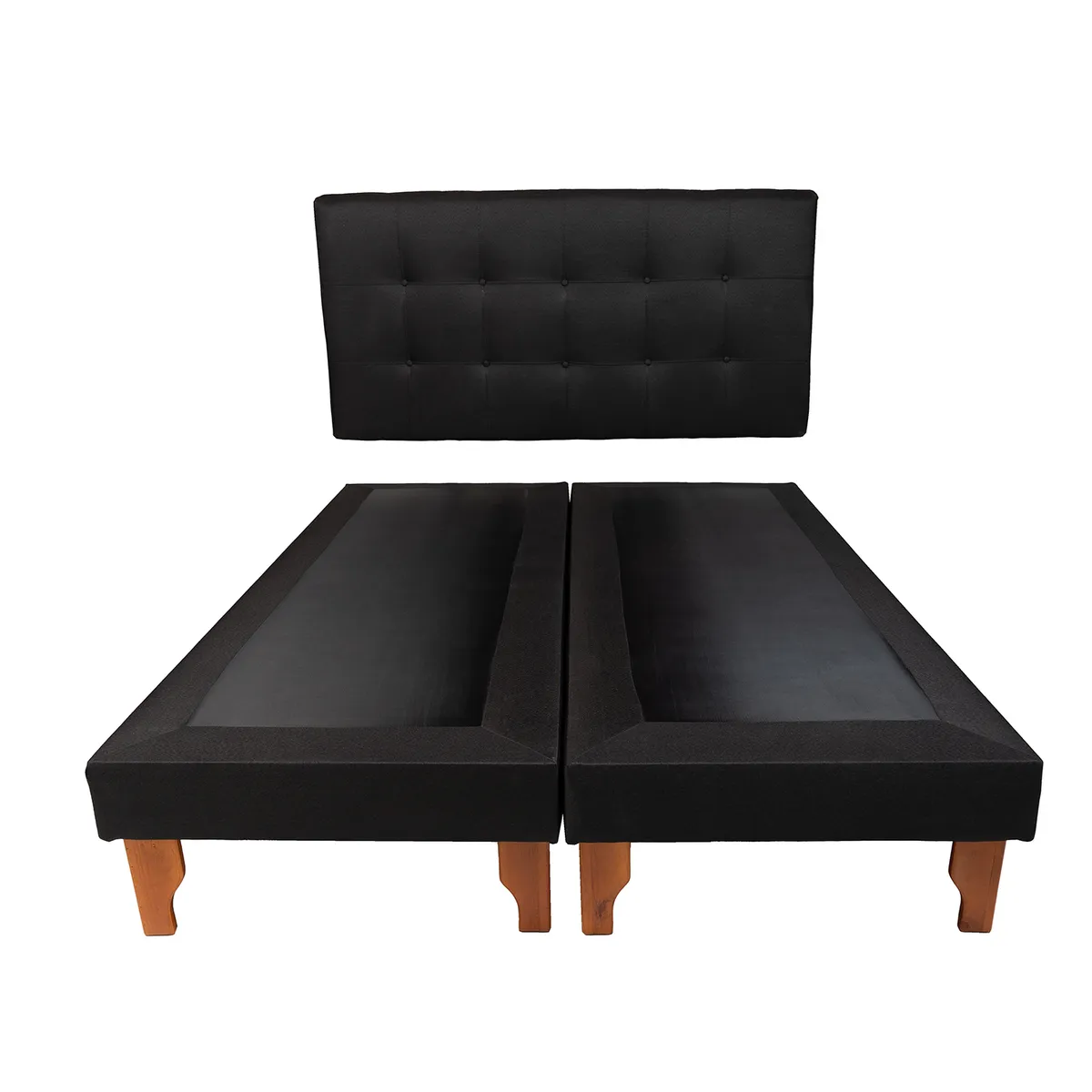 MUEBLES NEW - CAMA DOS PLAZA NEGRO LINO.