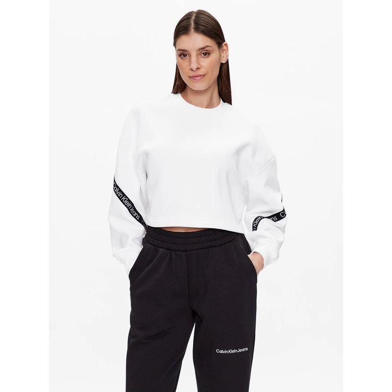CALVIN KLEIN - Sudadera Cropped con logo Blanco Calvin Klein