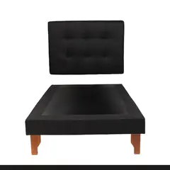 MUEBLES NEW - CAMA PLAZA Y MEDIA NEGRO LINO.