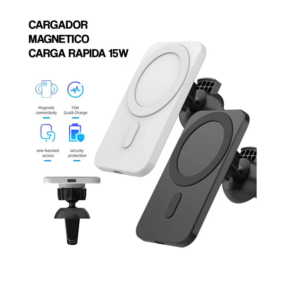 GENERICO - Cargador Y Soporte Inalambrico Para iPhone Magsafe Para Auto