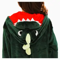 MEDIA LUNA - Pijama Disfraz Enterito de Dinosaurio Verde para Adulto