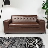 SOFA DOS CUERPOS ECOCUERO MARRON.