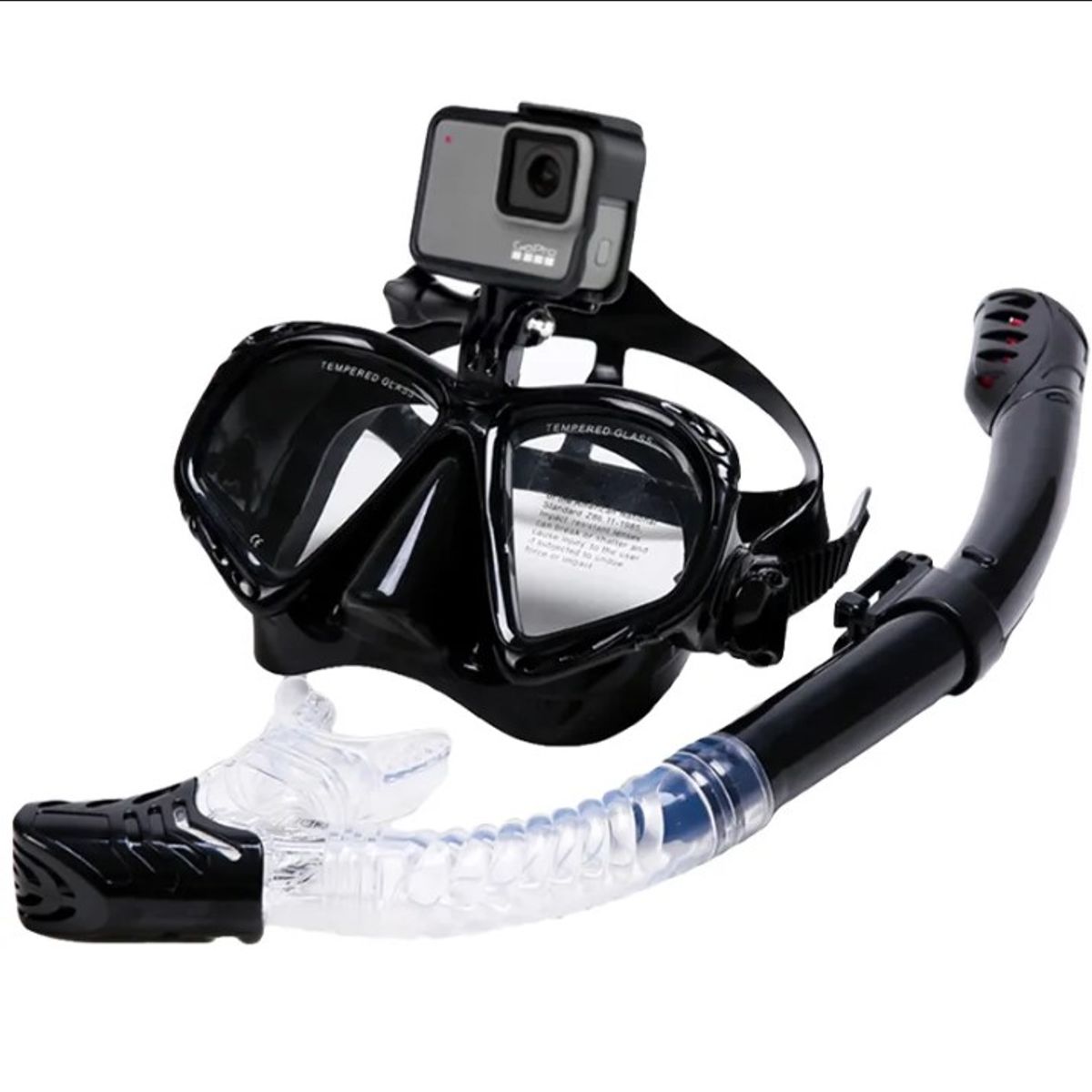 SHOOT - Snorkel Lente con Tubo Negro para cámara deportiva Gopro u otras