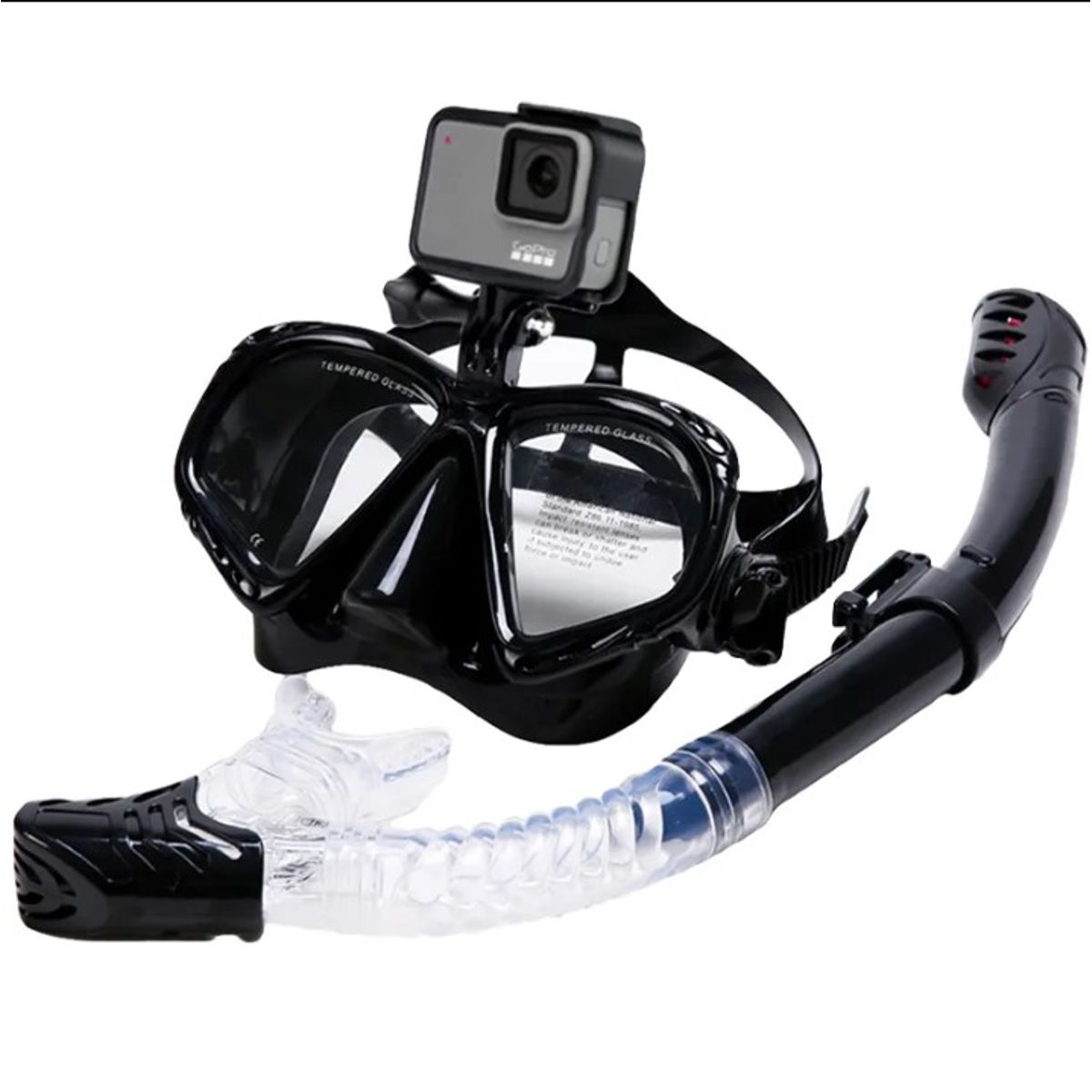 SHOOT - Snorkel Lente con Tubo Negro para cámara deportiva Gopro u otras
