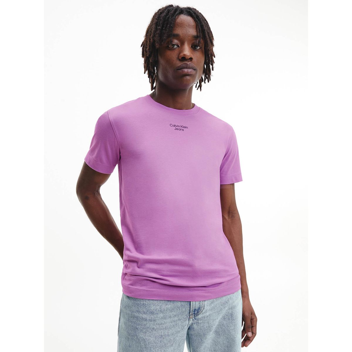 CALVIN KLEIN - Camiseta slim de algodón orgánico Violeta Calvin Klein