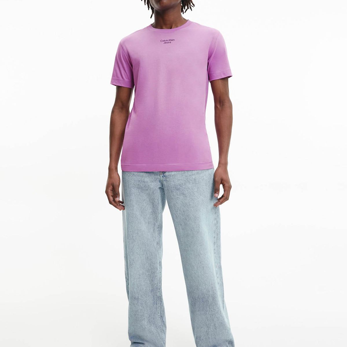 CALVIN KLEIN - Camiseta slim de algodón orgánico Violeta Calvin Klein