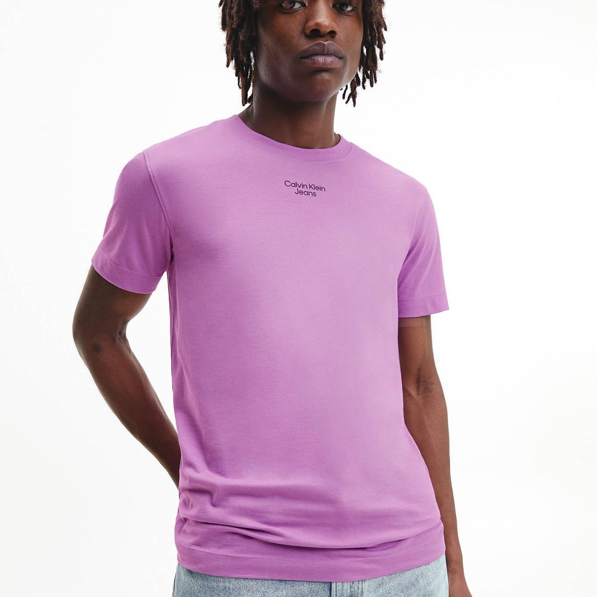 CALVIN KLEIN - Camiseta slim de algodón orgánico Violeta Calvin Klein