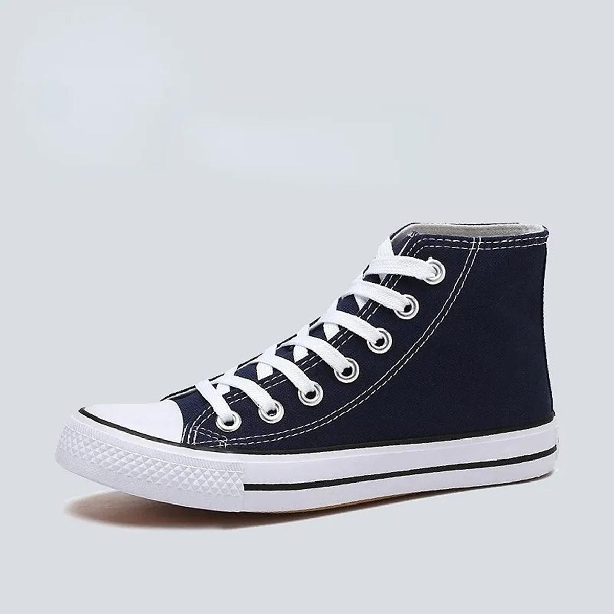 GENERICO - Zapatillas De Lona Con Caña Mujer Moda Urbanas-casual Azul 7255