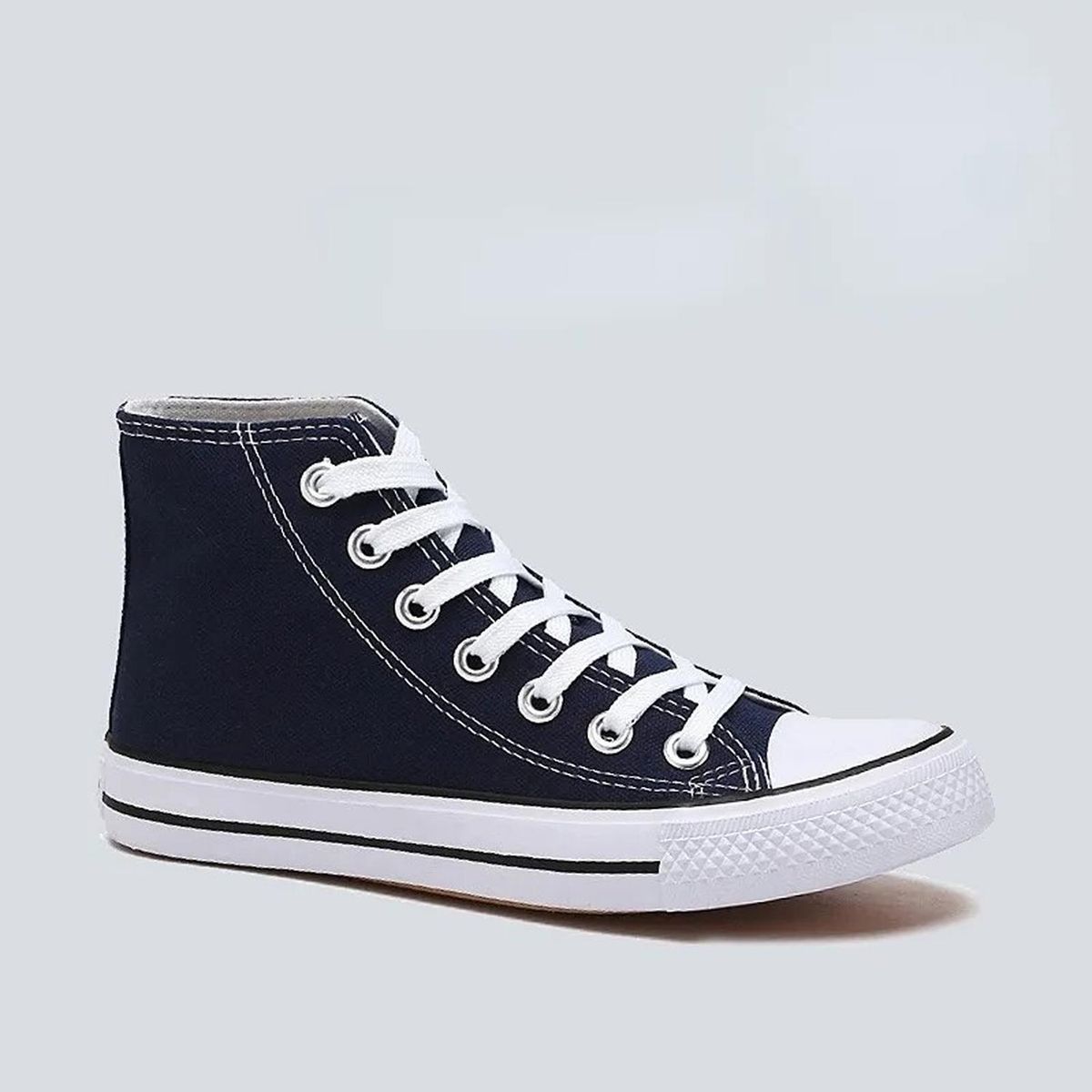 GENERICO - Zapatillas De Lona Con Caña Mujer Moda Urbanas-casual Azul 7255