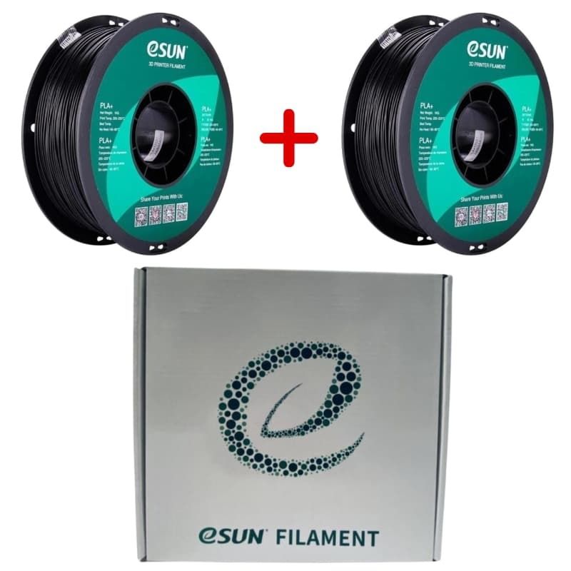 ESUN - Pack 2 x Filamento 3D PLA+ Negro 1kg Esun - Filamentos