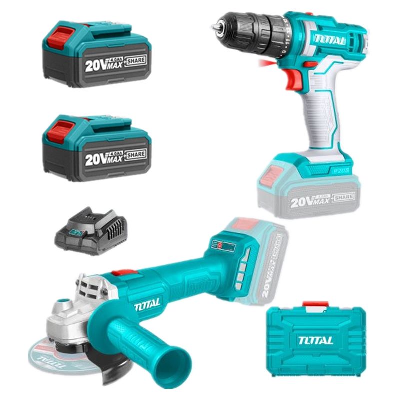 TOTAL TOOLS - Taladro Atornillador  Galletera Esmeril Angular 20v Total