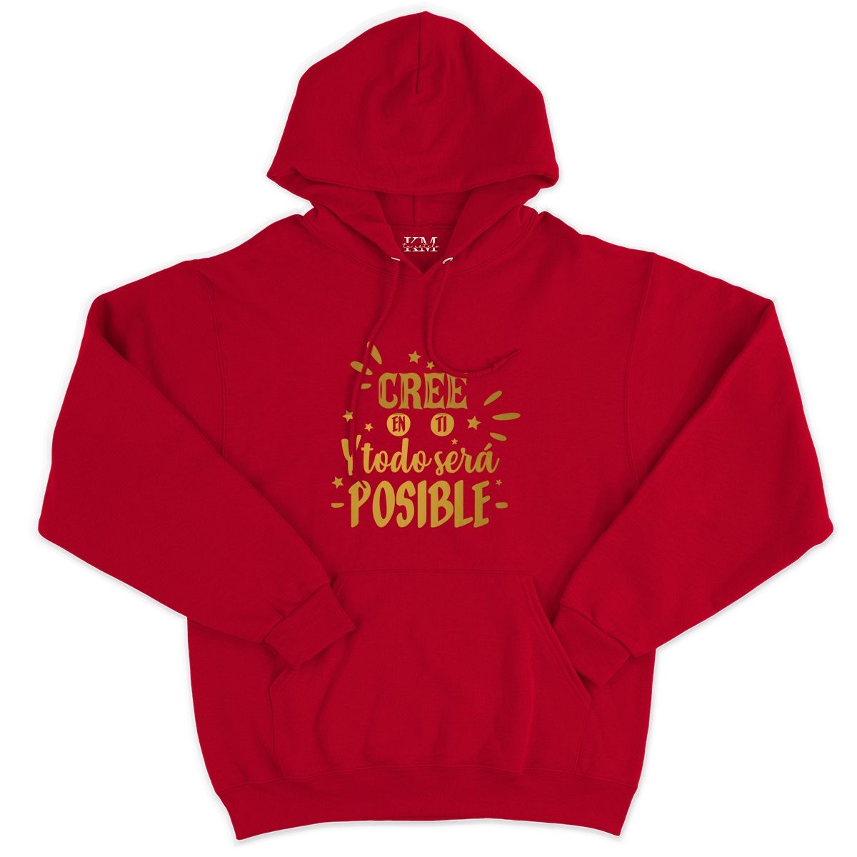 GENERICO - Poleron Canguro Para Niños y Adultos Diseño Frases Cree En Ti Dorado