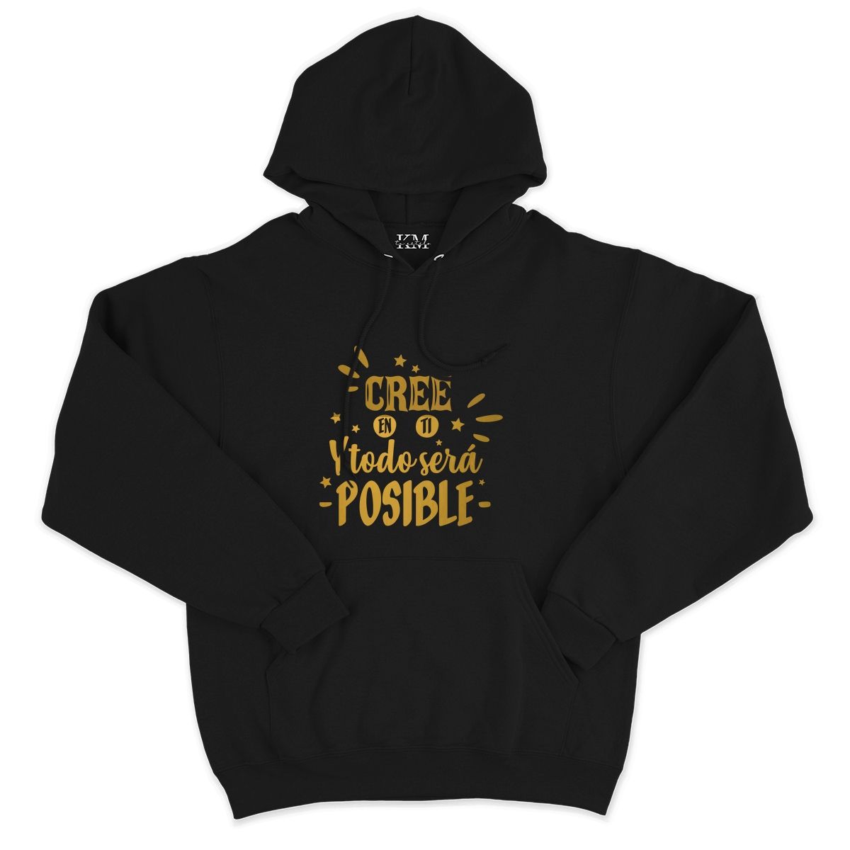 GENERICO - Poleron Canguro Para Niños y Adultos Diseño Frases Cree En Ti Dorado