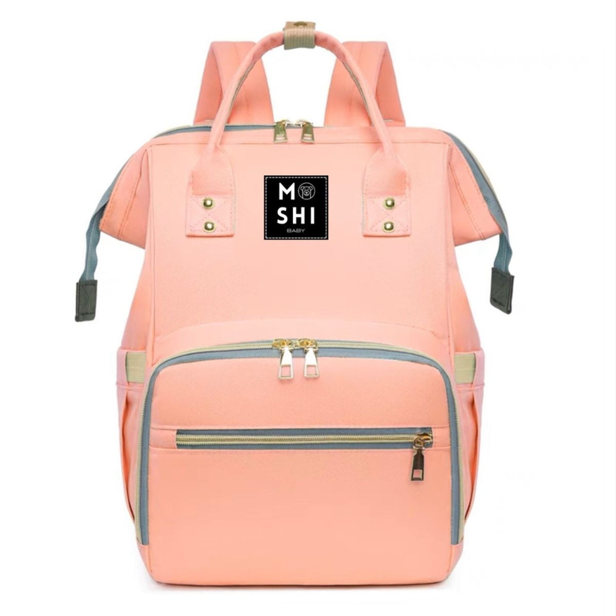 GENERICO - Bolso Mochila Maternal Pañalera Diseño Liso Rosa