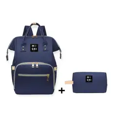 GENERICO - Bolso Mochila Maternal Pañalera Diseño Liso Azul Marino