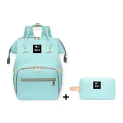 GENERICO - Bolso Mochila Maternal Pañalera Diseño Liso Verde Agua