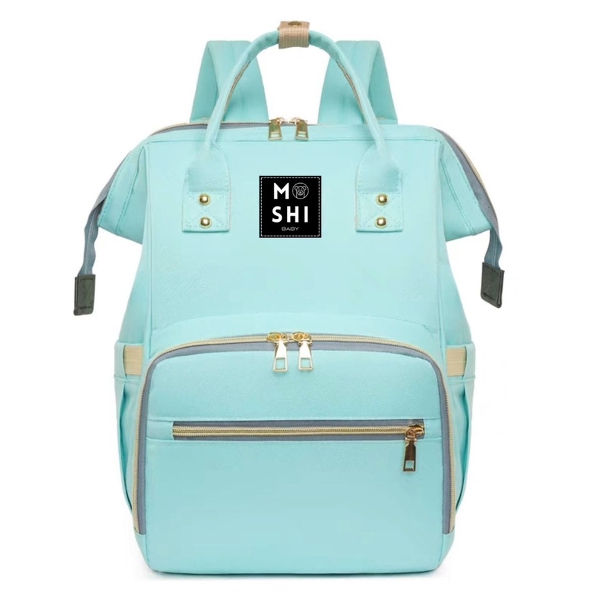 GENERICO - Bolso Mochila Maternal Pañalera Diseño Liso Verde Agua