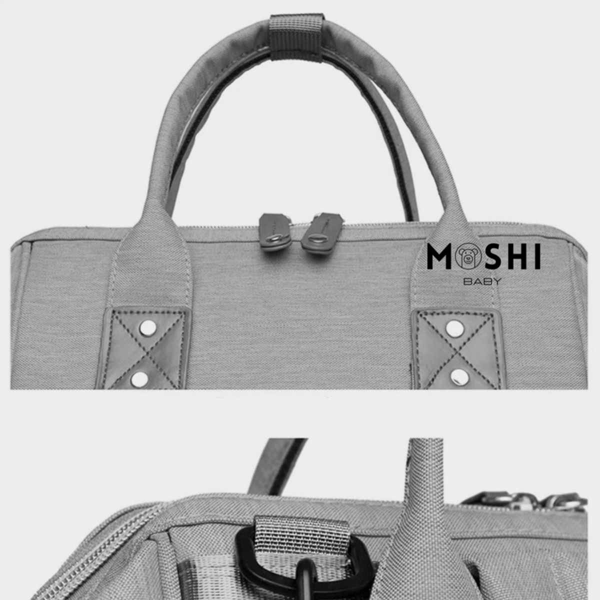 GENERICO - Bolso Mochila Maternal Pañalera Diseño Sticky Gris
