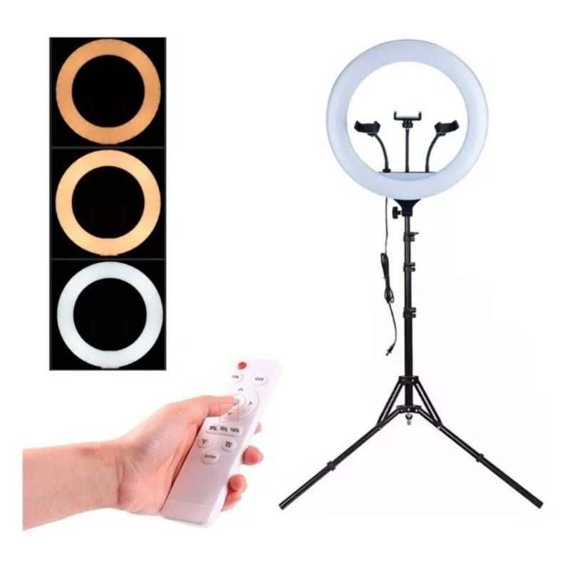 GENERICO - Aro Luz Led Fotografía Profesional 56 Cm + Control +Trípode