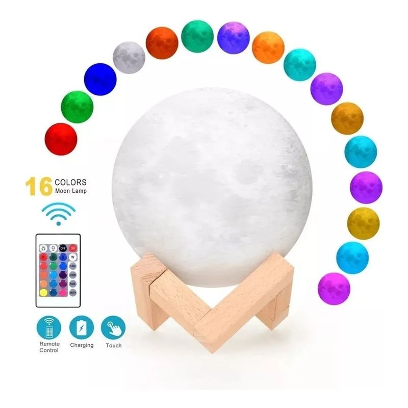 GENERICO - Lampara De Luna 3d 15 Cm Multicolores