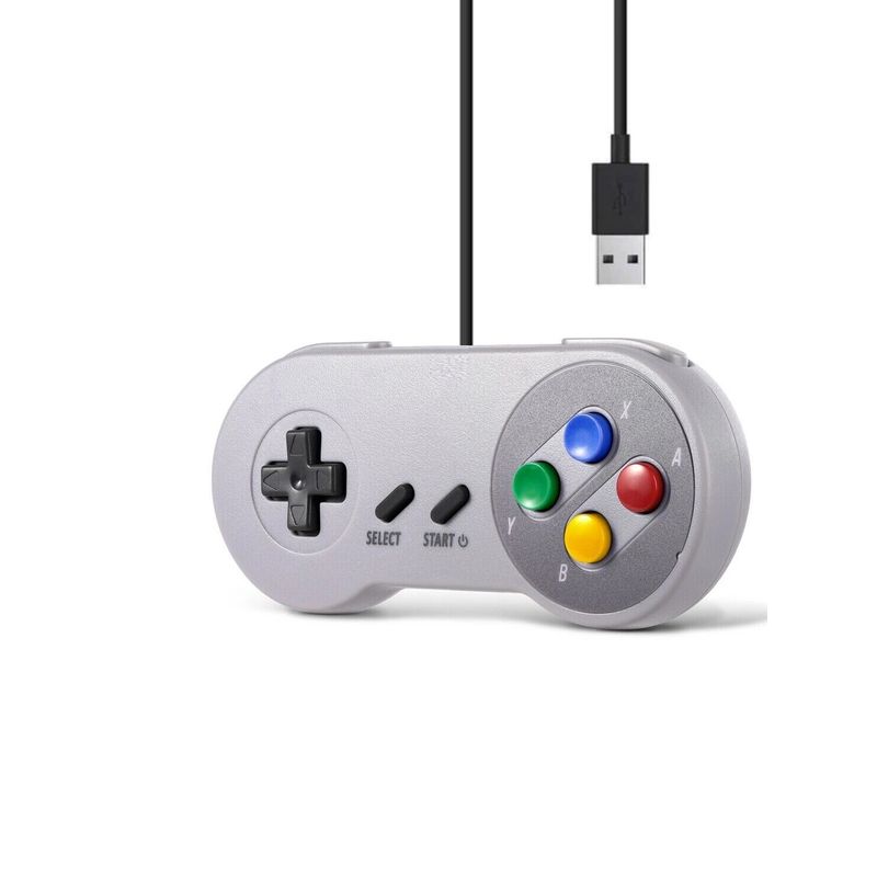 DBLUE - Gamepad USB Retro para Super Nintendo 8 Botones SNES DBC1009 - Gris