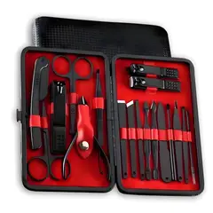 DBLUE - Set de Manicure Corta Uñas Profesional Kit 18 en 1 + Estuche - Negro