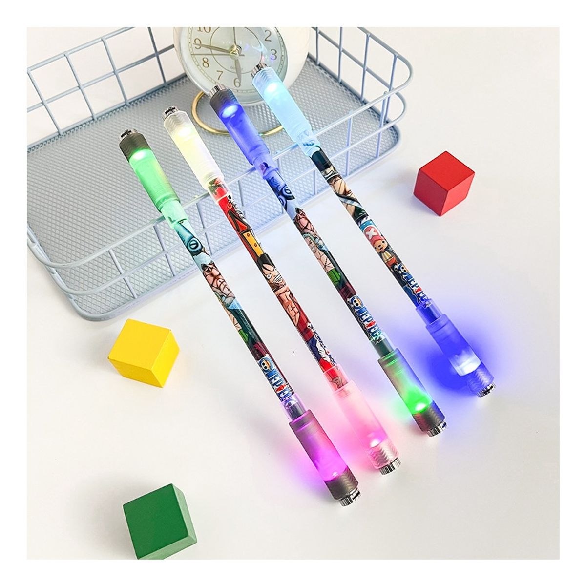 ZG STORE - 4 Pen Spinning Lápiz Pasta Giratorio Juguete One Piece Led