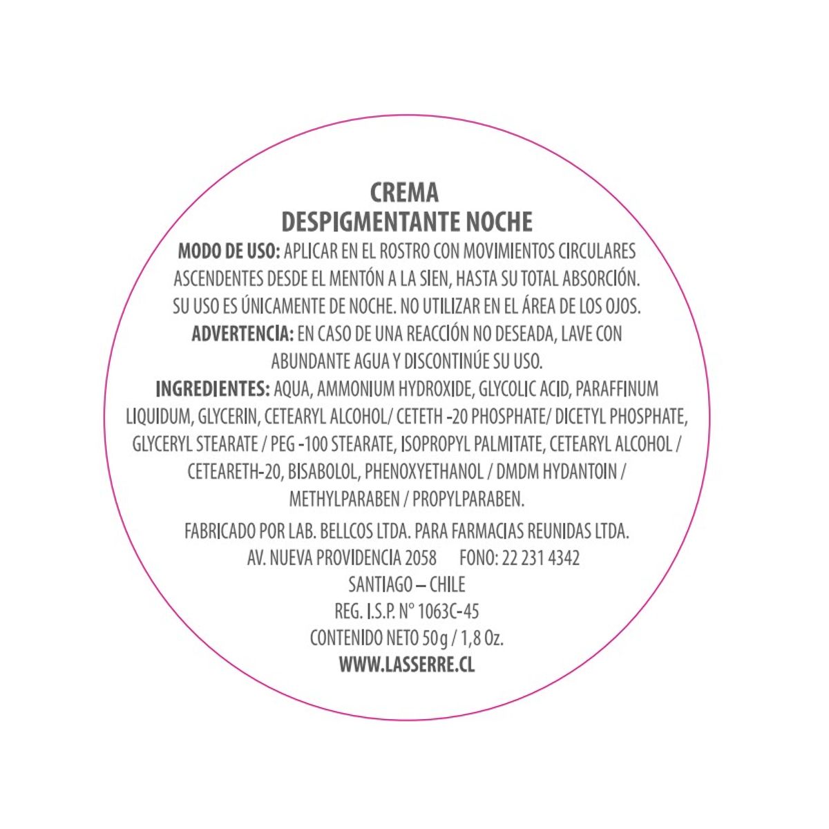 LASSERRE COSMETIQUE - Crema Facial Despigmentante Noche 50 g Lasserre Cosmétique