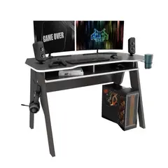 INVAL - Escritorio Gamer Gris oscuro y canto Blanco ES20503
