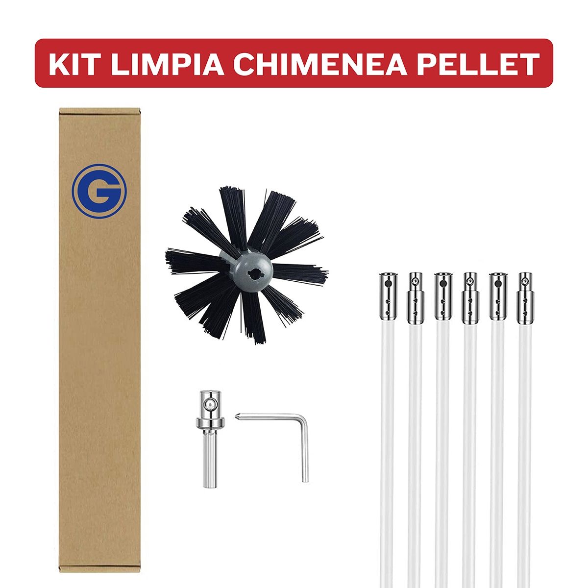GENERICO - Kit De Limpieza Tubo Estufa Pellet 3,6 mt