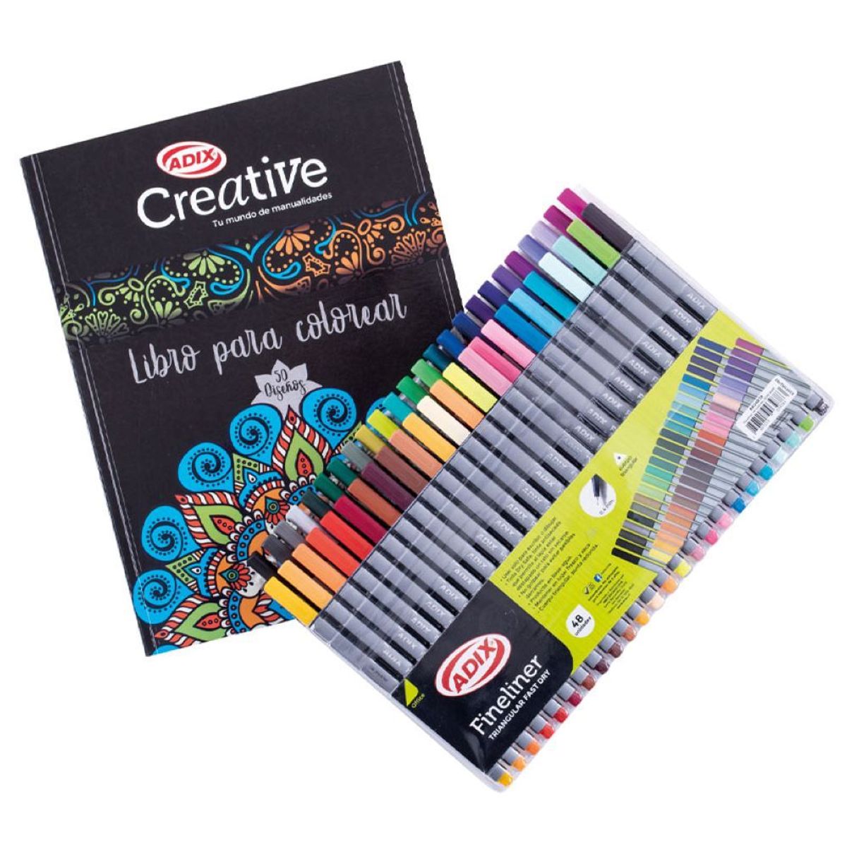 ADIX - SET LIBRO MANDALA + 48 MARCADORES FINELINER