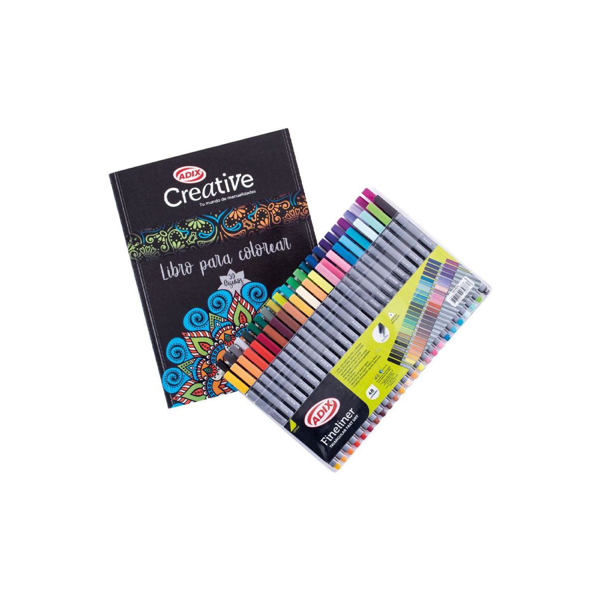 ADIX - SET LIBRO MANDALA + 48 MARCADORES FINELINER