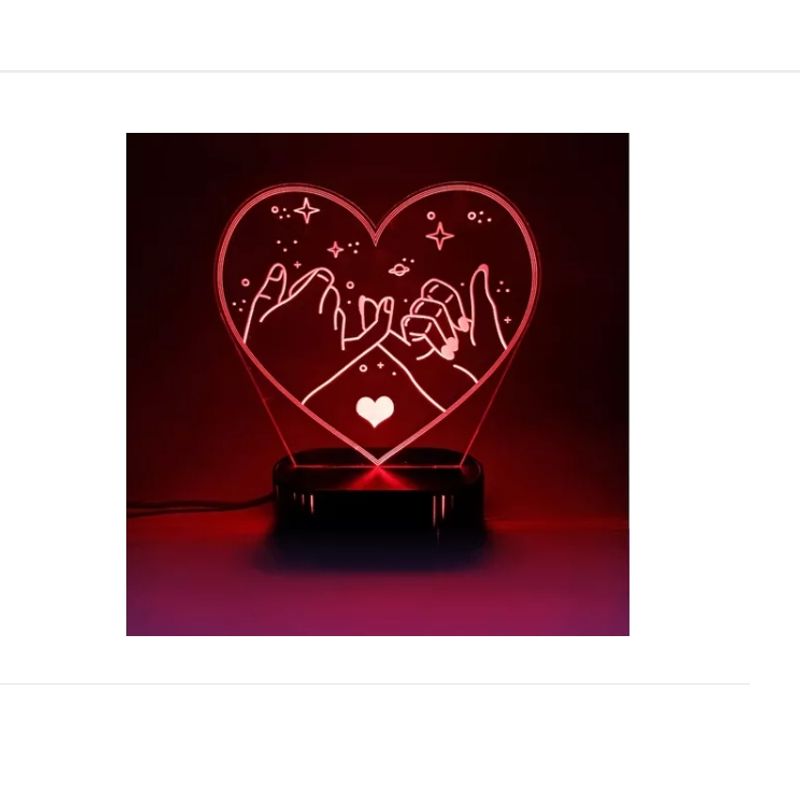 GENERICO - Lampara 3d Led Amistad Amigos Corazon Ilusion 7Colores