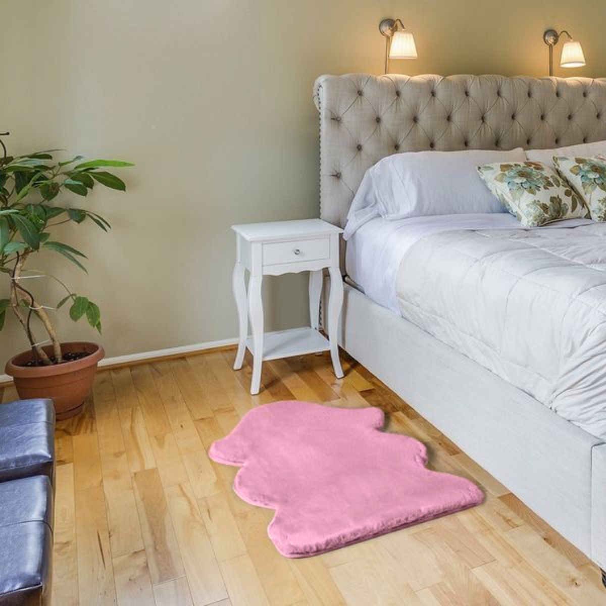 SANTU HOME & DECO - Bajada De Cama Alfombra Manta Peluda 120x60cm Rosa