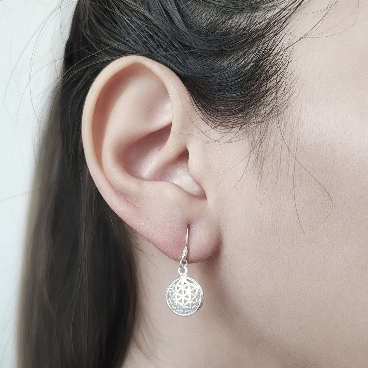 COGGIOLA - Aros Flor De La Vida Gancho Plata Fina 925