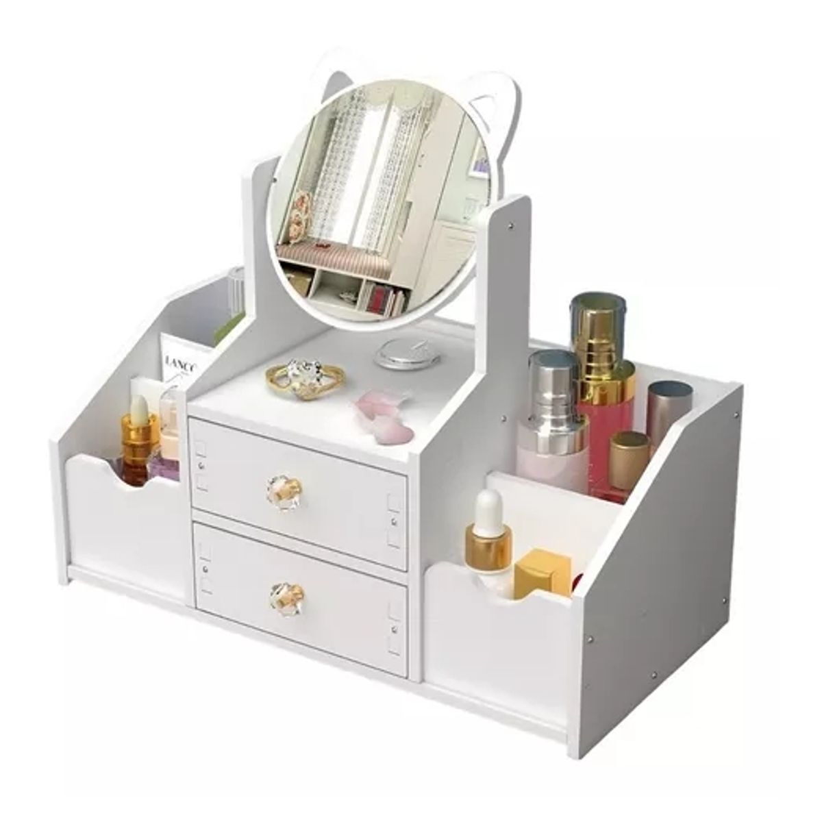 GENERICO - Cajón Con Espejo Y Repisa Organizadora De Joyero Cosméticos