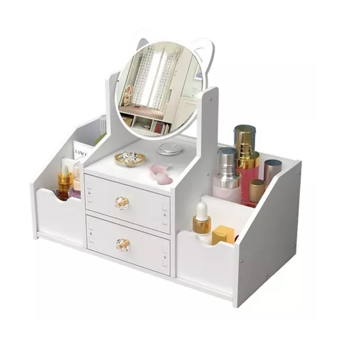 GENERICO - Cajón Con Espejo Y Repisa Organizadora De Joyero Cosméticos