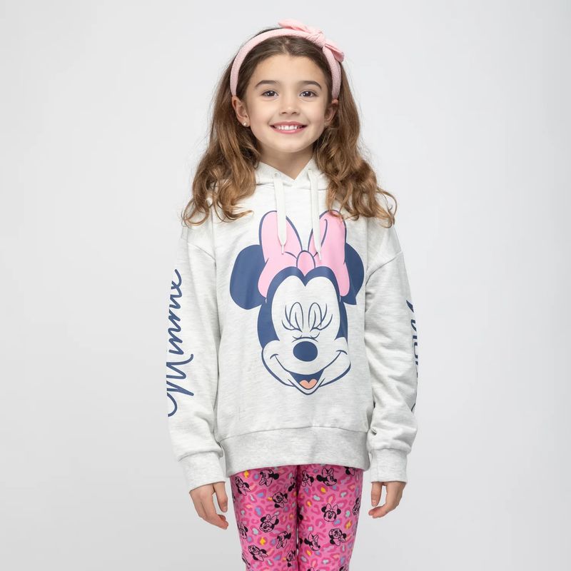 DISNEY - Poleron Niña Minnie Letras Brazo Gris Disney